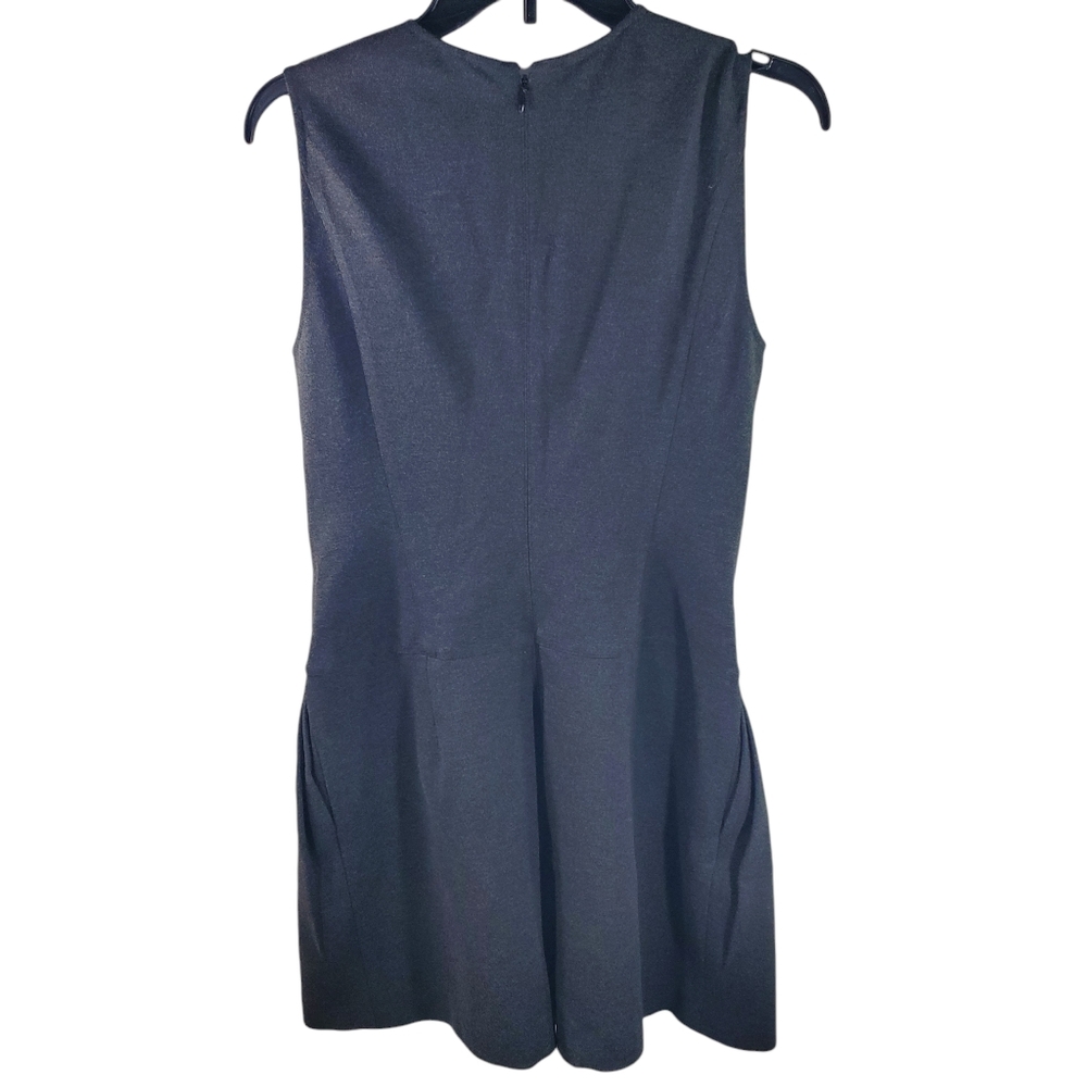Vince Sleeveless Pleated Dress Charcoal Gray Drop Waist 2 Side Pockets Size 6